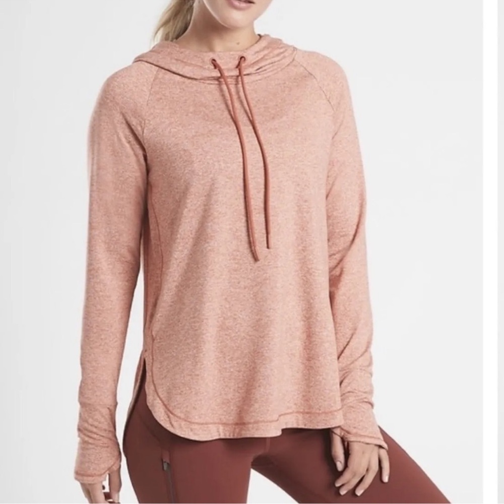 Athleta Uptempo Hoodie Sweatshirt Pullover Heathered Orange